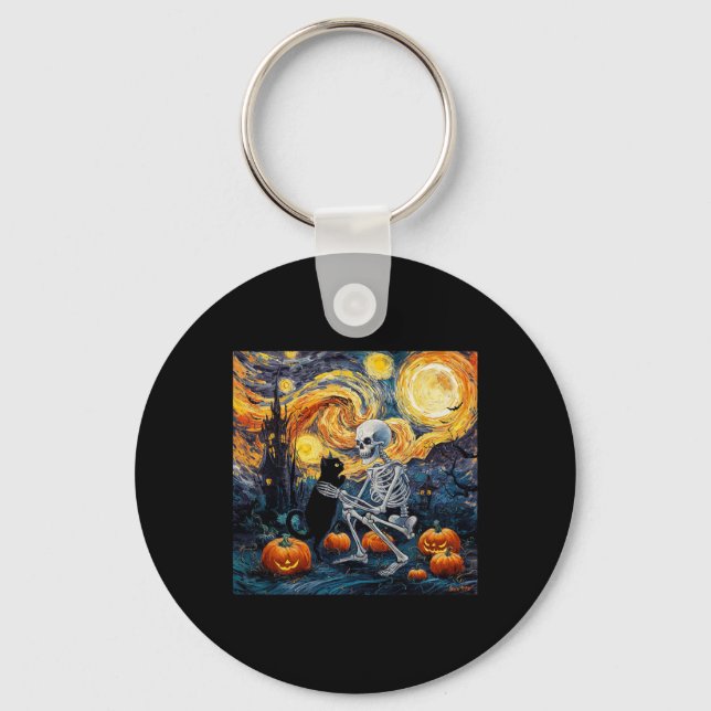Porte-clés Skeleton Chat Crâne Goth Halloween Hommes Femmes E (Recto)