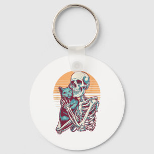 Porte-clés Skeleton Chat Crâne Kitty Vintage Halloween Hommes