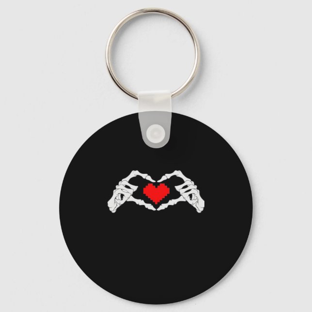 Porte-clés Skeleton Coeur Et Mème Mains (Recto)