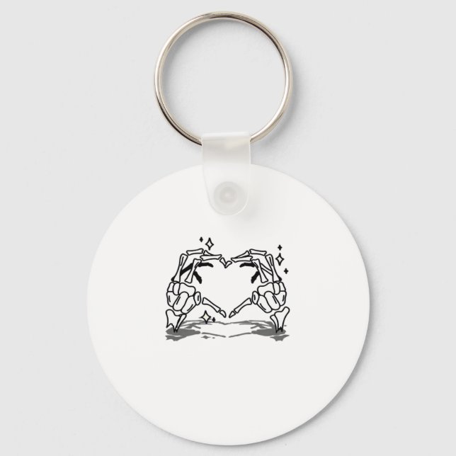 Porte-clés Skeleton Coeur main drôle Design (Recto)