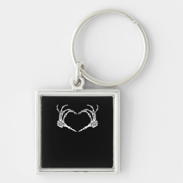Porte-clés Skeleton Coeur main Halloween Design (Devant)