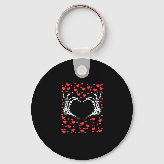 Porte-clés Skeleton Coeur main Valentines Jour Drôle Classiqu (Recto)