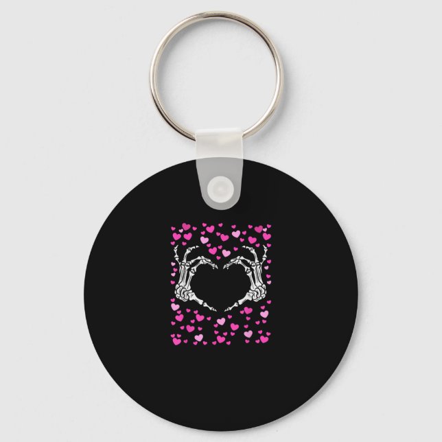 Porte-clés Skeleton Coeur main Valentines Jour Funny Viral (Recto)
