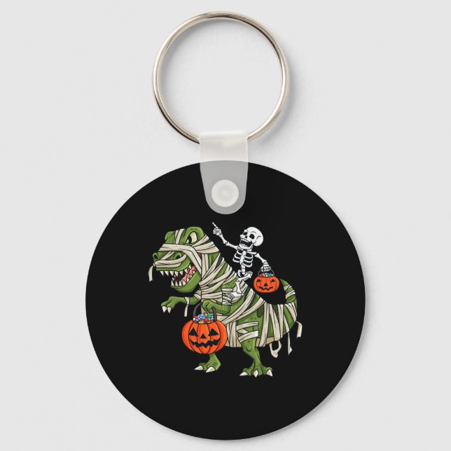 Porte-clés Skeleton équitation maman T Rex Halloween Garçons  (Recto)