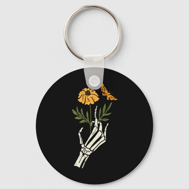 Porte-clés Skeleton Floral Hands Clic Retro Halloween femmes (Recto)