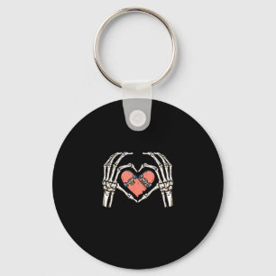Porte-clés Skeleton Hand Heart Skateboard Valentines Day Funn