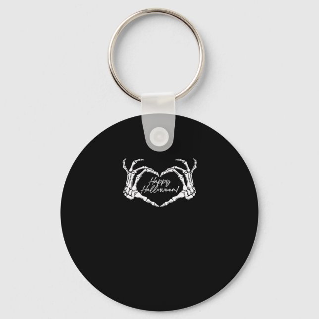 Porte-clés Skeleton Heart Hands, Happy Halloween Skeleton, Ha (Recto)