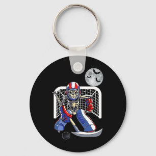 Porte-clés Skeleton Jouer Hockey sur glace Joyeux Halloween J