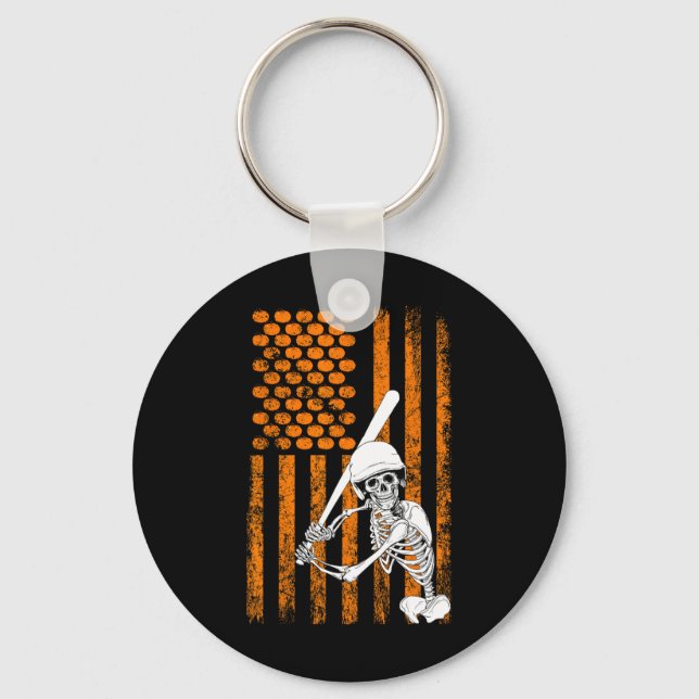 Porte-clés Skeleton Joueur De Baseball Fan Skeleton Halloween (Recto)
