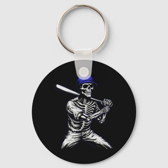 Porte-clés Skeleton Joueur de baseball Halloween (Recto)