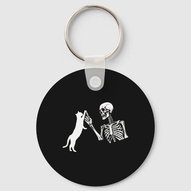 Porte-clés Skeleton Main Jouer Chat Drôle Costume Halloween (Recto)