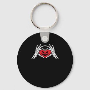 Porte-clés Skeleton Met Un Coeur Halloween Éffrayant