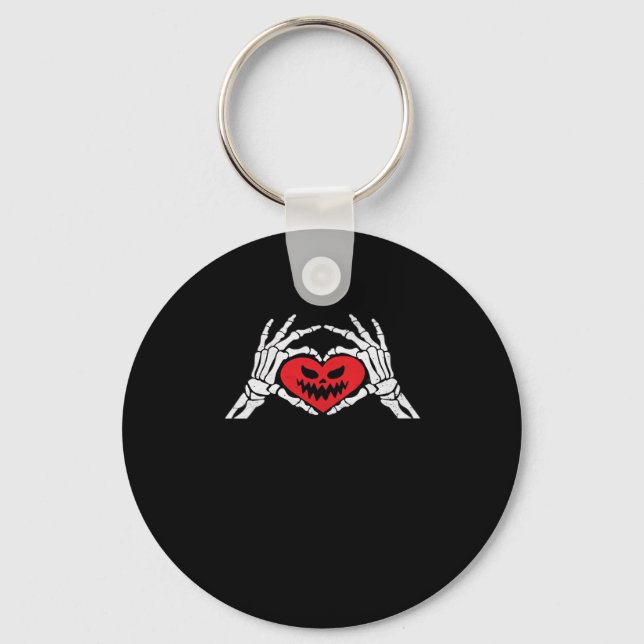 Porte-clés Skeleton Met Un Coeur Halloween Éffrayant (Recto)