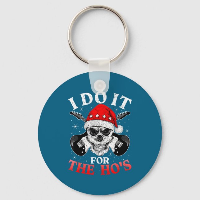 Porte-clés Skeleton Santa Rocker Inappropriate Funny Guitar G (Recto)