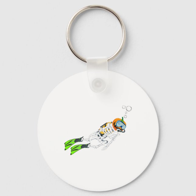 Porte-clés Skeleton Scuba Plongée Halloween Citrouille Plonge (Recto)