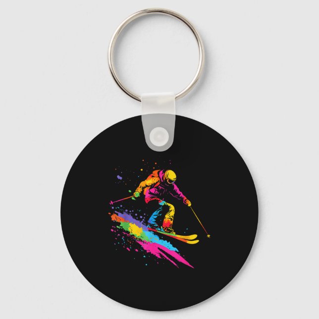 Porte-clés Ski de ski coloré  (Recto)