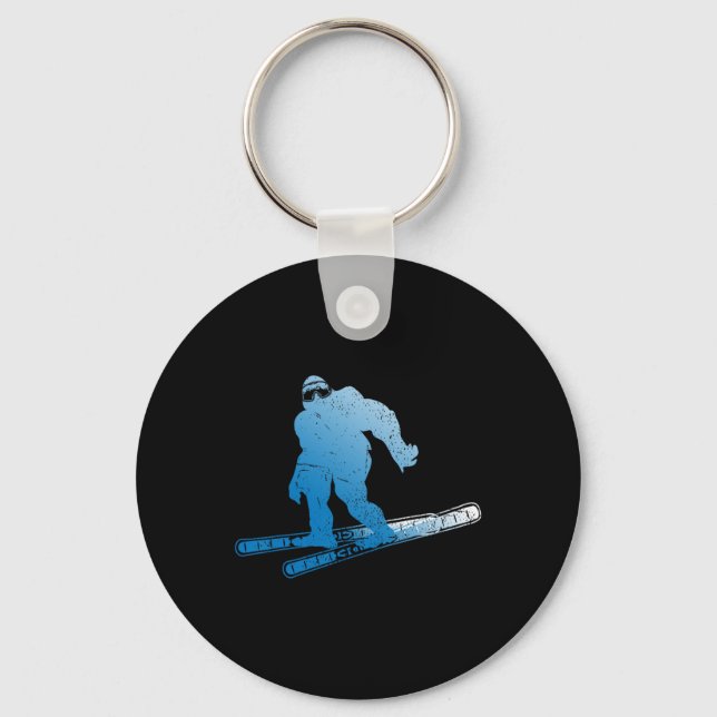 Porte-clés Ski d'hiver Sasquatch Ski Cryptide Cryptozoologie  (Recto)