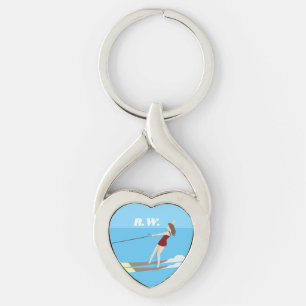 Porte-clés Ski nautique de style vintage