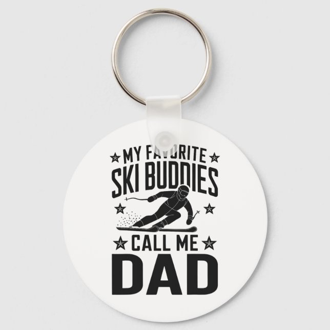 Porte-clés Ski Papa Humour Design Ski Funny Skier (Recto)