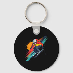 Porte-clés Ski Racer vintage Design - Rétro, Vibrant Ski A