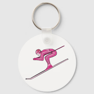 Porte-clés Ski rose rapide