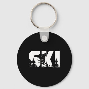 Porte-clés Ski Skieur Gras Silhouette Ski Hiver Extrême Sp