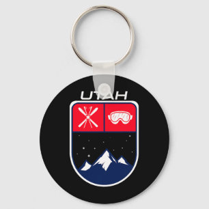 Porte-clés Ski Utah Montagne Ski Trail Skieur Lunette Pôle J