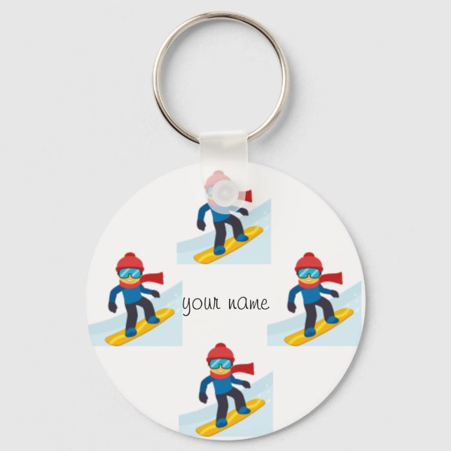 Porte-clés Skier Emoji et '' Votre nom ici " (Recto)