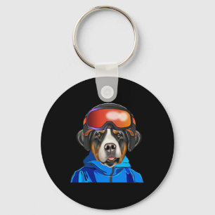 Porte-clés Skier Grand Swiss Mountain Dog Snowboard Pock