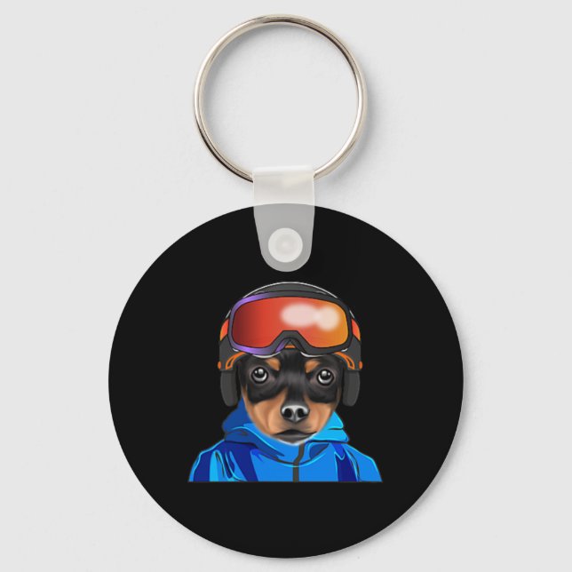 Porte-clés Skier Toy Fox Terrier Snowboard Pocket (Recto)