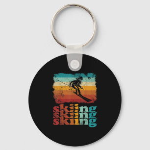 Porte-clés Skieur amateur de ski rétro vintage Ski