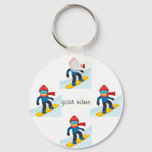 Porte-clés Skieur Emoji et '' votre nom ici "