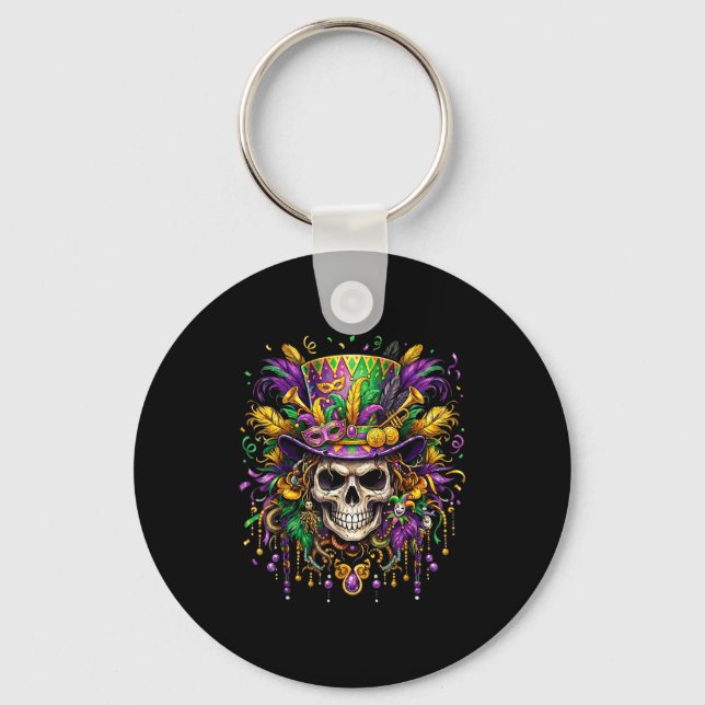 Porte-clés Skull Mardi Gras Men Women Kids Carnival New Orlea (Recto)