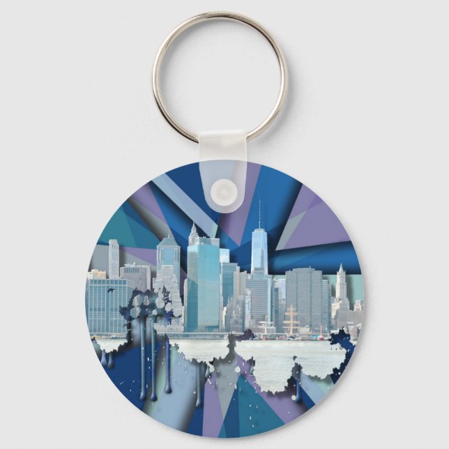 Porte-clés Skyline de New York | Bleu 3D (Recto)