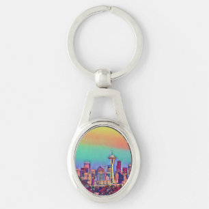 Porte-clés Skyline Seattle Abstrait