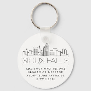 Porte-clés Skyline Stylisé de Sioux Falls  Slogan personnali