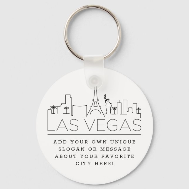 Porte-clés Skyline stylisé Las Vegas | Slogan personnalisé (Recto)