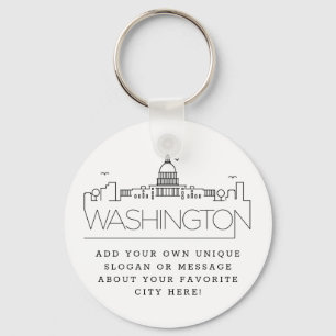 Porte-clés Skyline Stylisée de Washington DC  Slogan personn