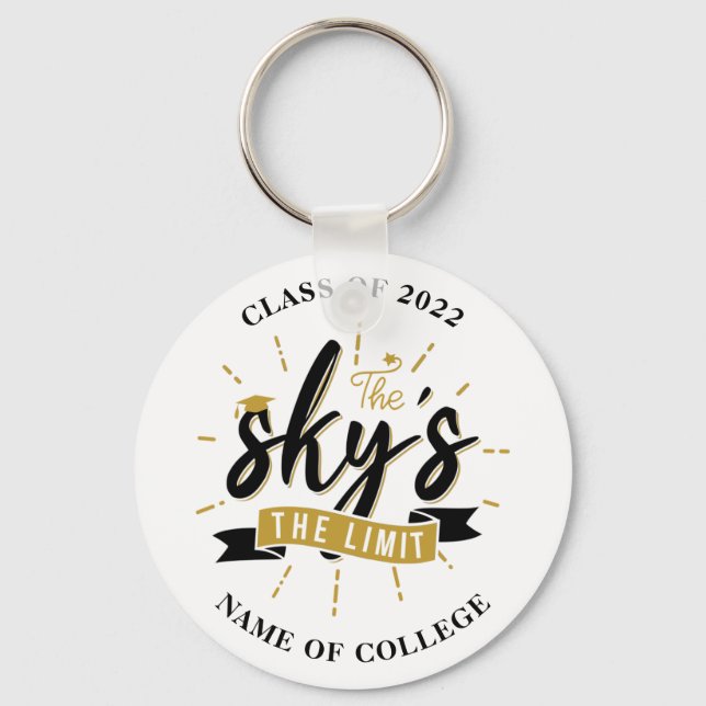 Porte-clés Sky's The Limit Class of 2022 Personnalisé Grad (Recto)