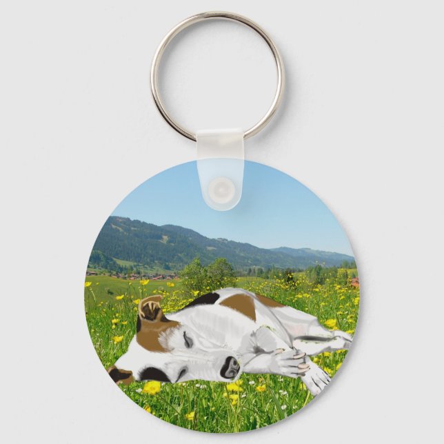 Porte-clés Sleeping Jack Russell in a Flower Meadow  (Recto)
