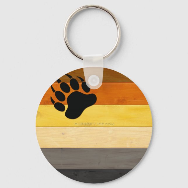 Porte-clés SlipperyJoe's Bear Pride flag wooden Brotherhood f (Recto)