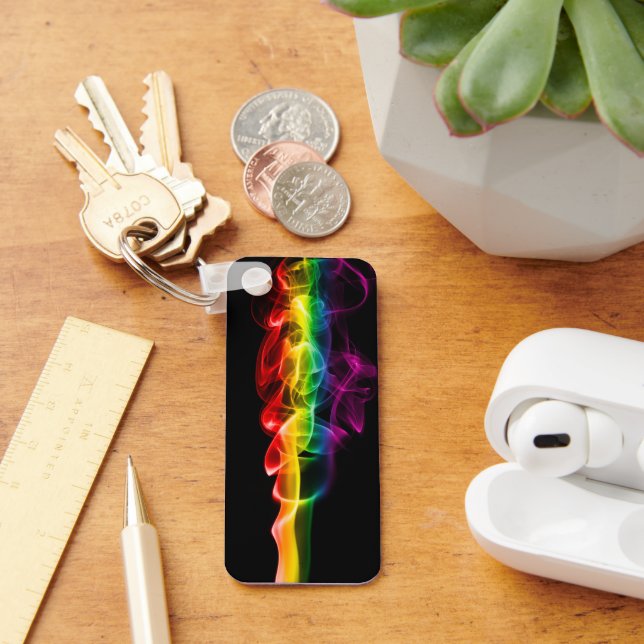 Porte-clés SlipperyJoe's fumée vif arc-en-ciel célébré (Bureau)