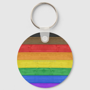 Porte-clés SlipperyJoe's inclusive gay pride drapeau en bois 