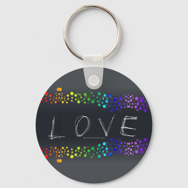 Porte-clés SlipperyJoe's Love words rainbow dots scribbled da (Recto)