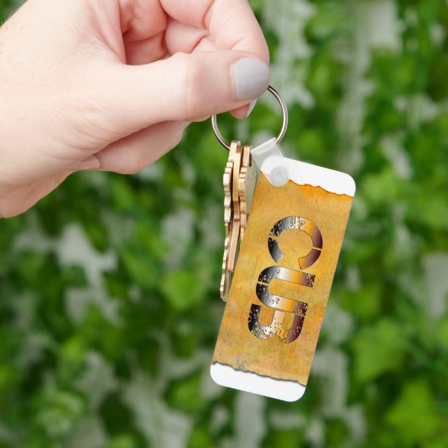 Porte-clés SlipperyJoe's petit ours mot orange-brun pro (main)