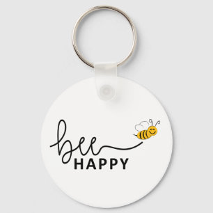 Porte-clés Slogan bee happy, ne vous inquiétez pas. Sois con