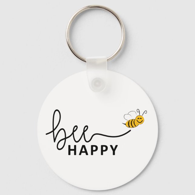 Porte-clés Slogan bee happy, ne vous inquiétez pas. Sois cont (Recto)
