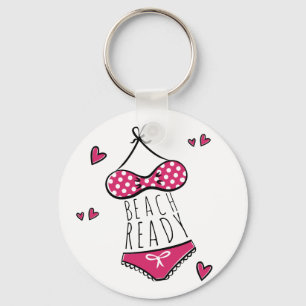 Porte-clés Slogan de plage prêt Bikini rose