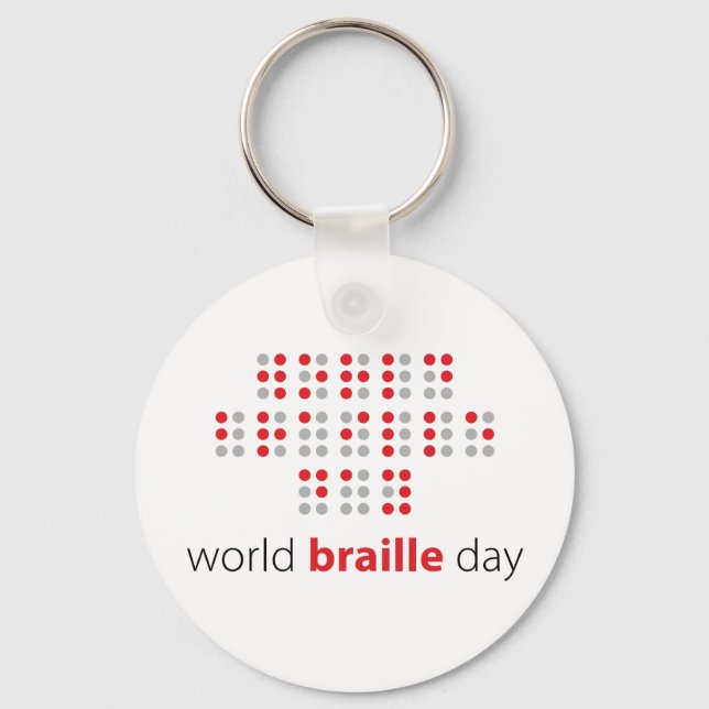 Porte-clés Slogan World Braille day. Journée mondiale du brai (Recto)