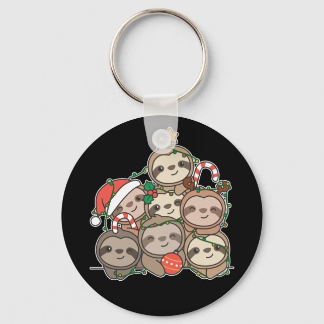 Porte-clés Sloth Christmas Tree Funny Animal Christmas Keycha (Recto)